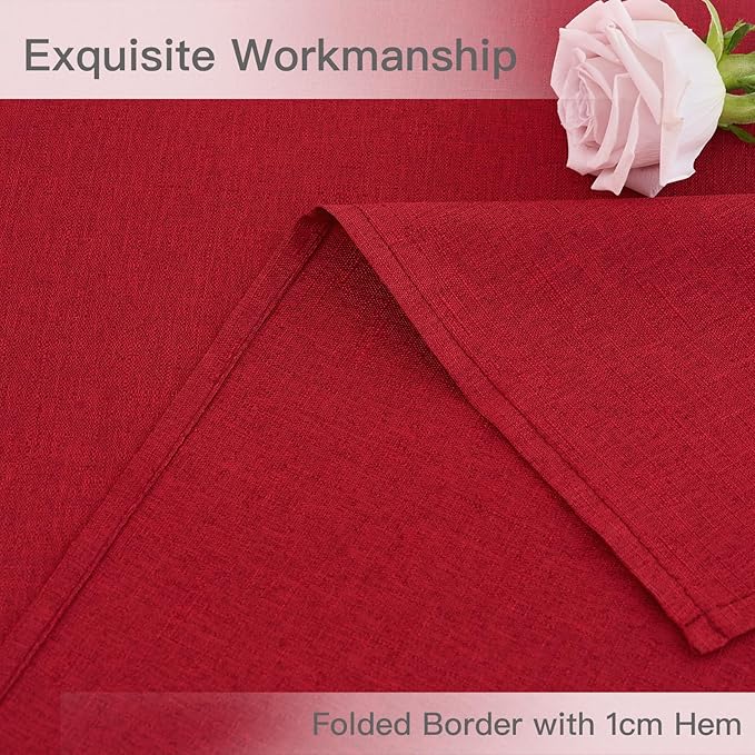 maxmill Square Tablecloth Linen Texture Stain Proof Waterproof Wrinkle Free Washable Christmas Table Cloth, Decorative Fabric Dining Room Table Cover for Webbing Holiday Party, 52 x 52 Inch, Red