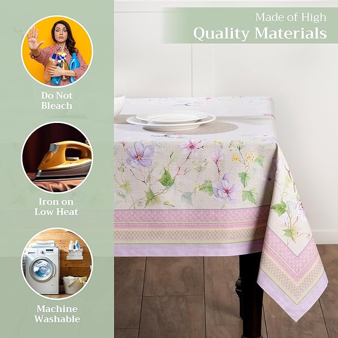 Maison d' Hermine Table Cloth Rectangle Table 100% Cotton 54 x 72 Inches Tablecloth Reusable Decorative for Dining Room Farmhouse Home Valentines Day Decorations Spring Summer - Magnolia Mornings