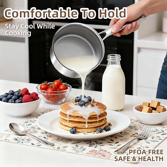 Yoehka 14-Piece Hybrid Stainless Steel Cookware Set, Non-Stick Pots and Pans Set with 3 Silicone Trivets | Induction Compatible Frying Pans, Saucepans, Saute Pan & Stock Pot | Oven Dishwasher Safe