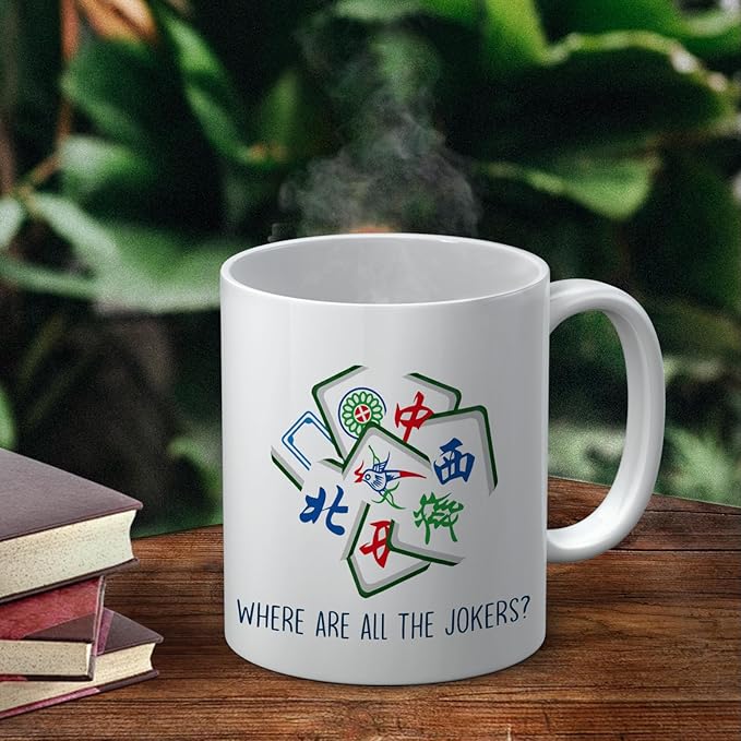 Mahjong Accessories Mug, Mahjong Gifts for Women Coffee Cup Ceramic, Gifts for Mah Jong Players Lovers, Mahjong Themed Gift Ceramic Coffee Tea Mug 11 oz