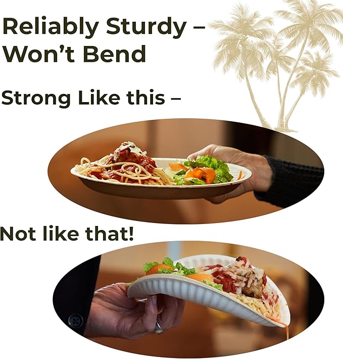 Indie Palm Disposable Palm Leaf Plates – 100 Pack 10 Inch Round – Heavy Duty, 100% Compostable & Biodegradable – Eco-Friendly Alternative to Plastic & Bamboo – Perfect for Parties & Events