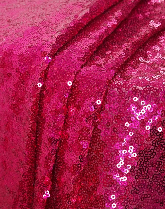 Eternal Beauty Hot Pink Tablecloth, 50x50 Inch Sequin Square Table Cover for Valentines Cake Dessert Exhibition Party Birthday Events