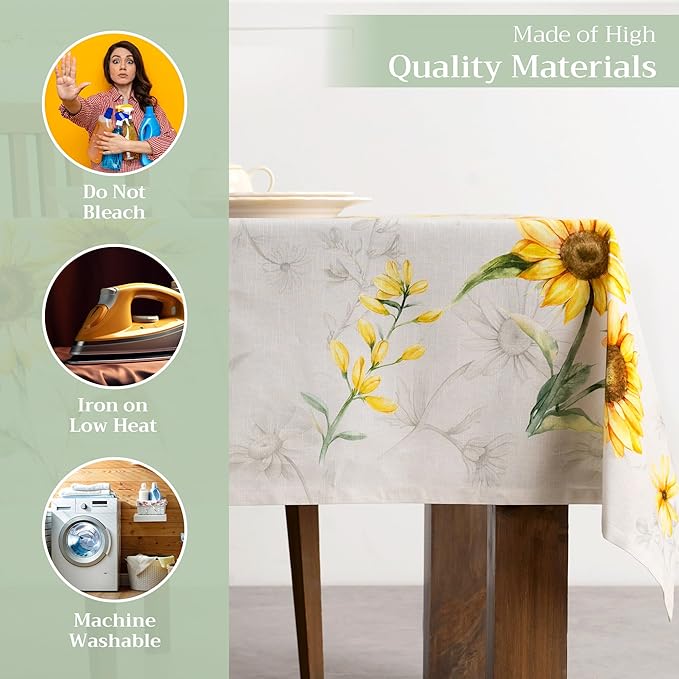 Maison d' Hermine Table Cloth Square Table 100% Cotton 60 x 60 Inches Tablecloth Reusable Decorative for Dining Room Farmhouse Home Valentines Day Decorations Spring Summer - Candice