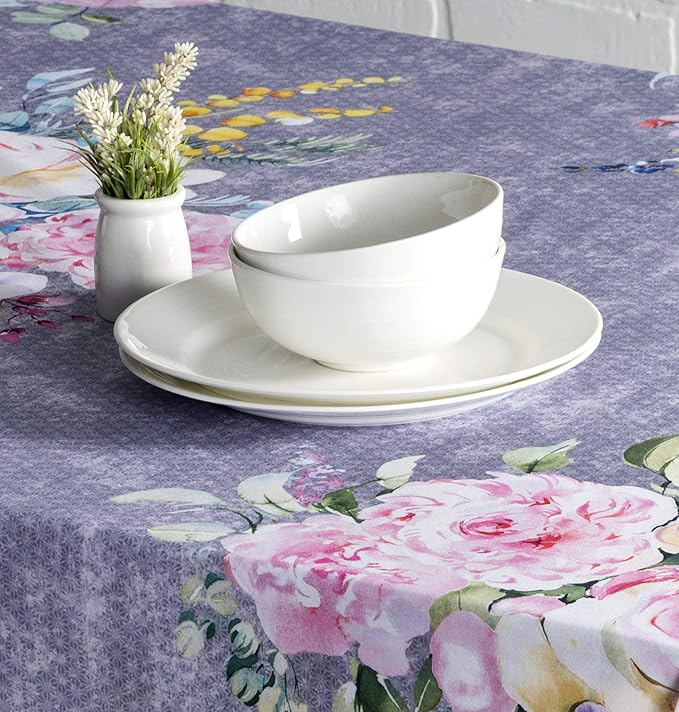 Maison d' Hermine Table Cloth Rectangle Table 100% Cotton 60 x 90 Inches Tablecloth Reusable Decorative for Dining Room Farmhouse Valentines Day Decorations Spring Summer - Sweet Rose Lavender - Lush