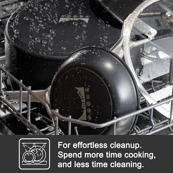 MsMk 7 inch Small Frying Pan Skillet, Carbonize also Non-Stick Saute Pans, PFAS & PFOA Free Non-Toxic, Scratch-resistant, for Induction, Ceramic and Gas Cooktops All Stovetops, Dishwasher & Oven Safe