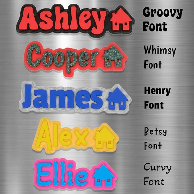 Custom Magnets for Fridge and Locker – 3D Printed Two-Color Name Design with House Icon – Personalized Magnets with Strong Grip & Made of Durable PLA