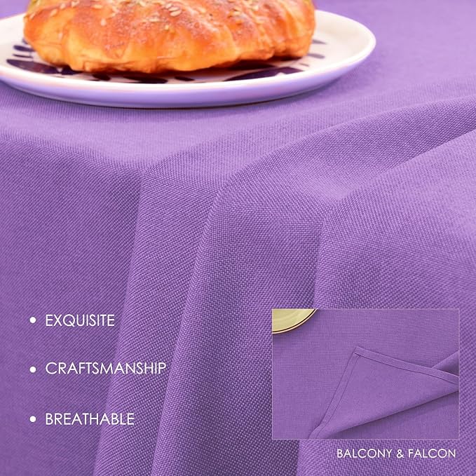 BALCONY & FALCON Table Cloth for 6 Foot Rectangle Tables – Waterproof, Wrinkle-Free Farmhouse Tablecloth for Dining, Kitchen, Wedding, Baby Shower & Spring Holiday Gatherings (Lavender, 57" x 118")