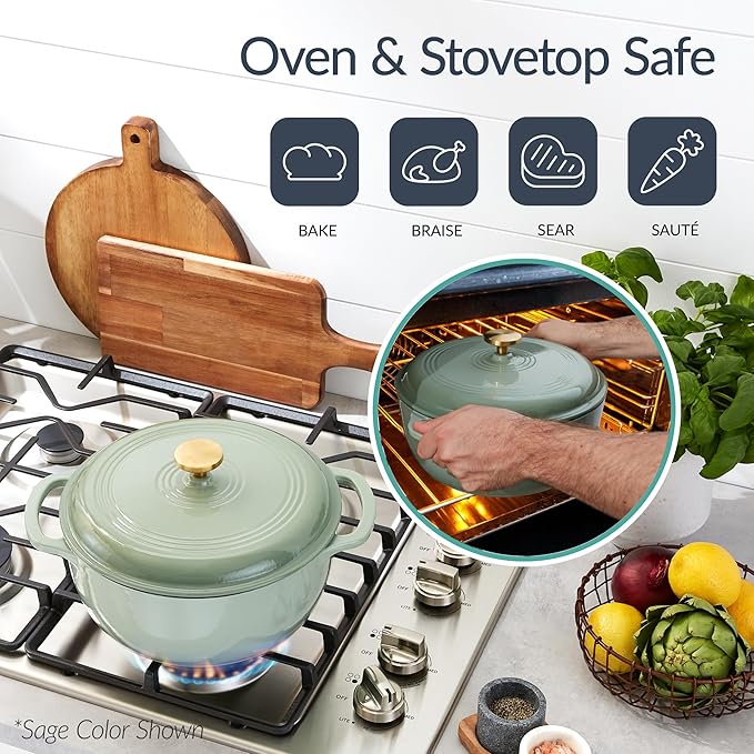 Best Choice Products Non-Stick Pot & Pan Cookware Set, Cast Iron, 2Qt Skillet W/Lid, 10" Grill Or Griddle Pan W/Press, 6Qt Enameled Dutch Oven, Non-toxic, For Cooking & Grilling - Blue
