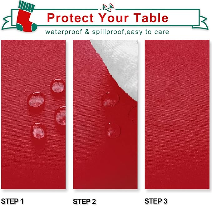 Hiasan 2 Pieces Red Tablecloth Rectangle - Wateproof and Spillproof Kitchen Christmas Washable Polyester Table Cloth for Dining Room, 60 x 84 Inch