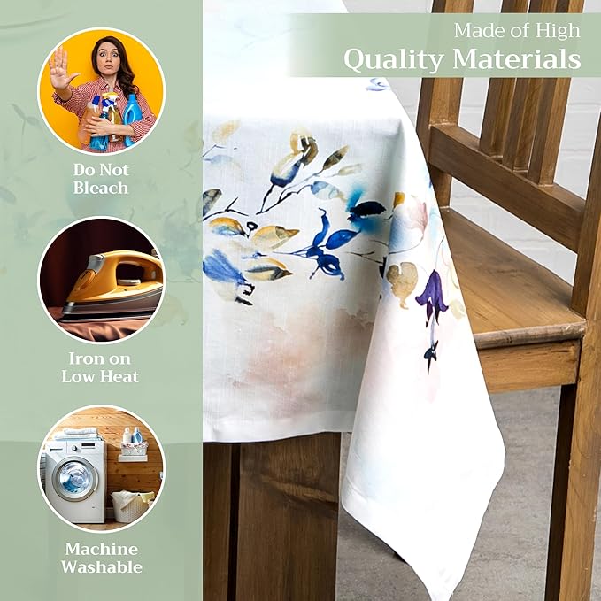 Maison d' Hermine Table Cloth Square Table 100% Cotton 54 x 54 Inches Tablecloth Reusable Decorative for Dining Room Farmhouse Home Valentines Day Decorations Spring Summer - Lazy Summer Days