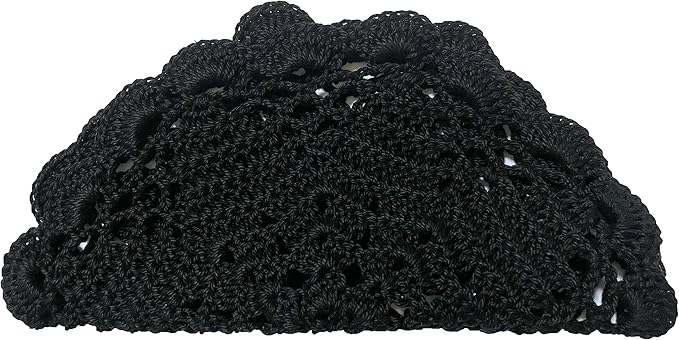 BIBITIME Handmade Crochet Round Lace Doilies Kitchen Table Placemats Wedding Tea Flower Vase Cup Mats (Black, 6" to 7",Pack of 4PCS)