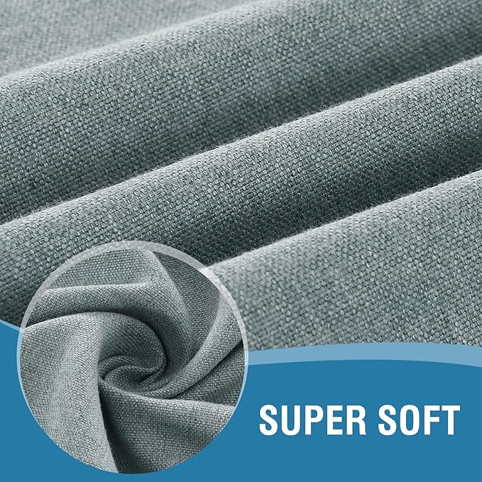 H.VERSAILTEX Linen Textured Tablecloth Round 60 inch Waterproof Decorative Table Cloth Spill-Proof Linen Look Cover for Party Table Extra Soft and Thick Fabric Wrinkle Free, Heather Aqua Gray