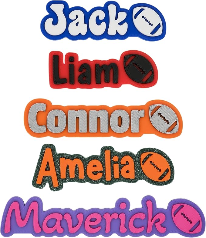 Custom Magnets for Fridge and Locker – 3D Printed Two-Color Name Design with Football Icon – Personalized Magnets with Strong Grip & Made of Durable PLA