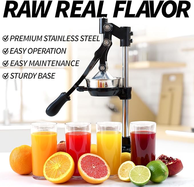 Zulay Kitchen Extra Tall Citrus Press Manual Juicer - Manual Orange Juice Squeezer, Fits Tumblers, Tall Glasses and Cups - Fruit Press & Juice Press, Juice Presser Machine & Citrus Juicer Manual