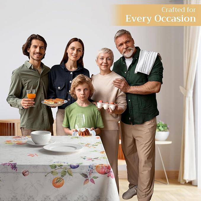 Maison d' Hermine Table Cloth Square Table 100% Cotton 54 x 54 Inches Fall Tablecloth Reusable Everyday Use for Thanksgiving Christmas Decorations Dining Farmhouse Party (Fruit D'Hiver)
