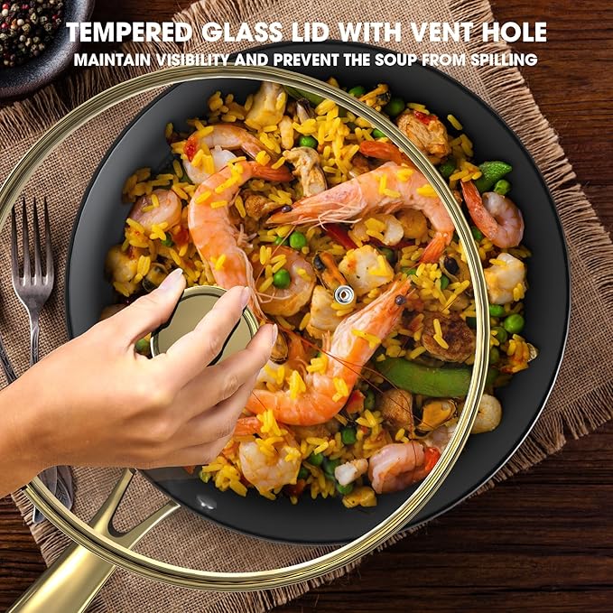 imarku Non Stick Frying Pans Set, Cast Iron Skillets 3 Pcs - 8"&10"&12", Cast Iron Pans with Lids, Dishwasher and Oven Safe, All Cooktops Compatible