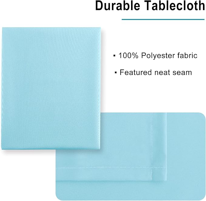 Hiasan Waterproof Tablecloth Rectangle - Washable Fabric Table Cloth for Dining Room Kitchen Birthday Party and Outdoor Use, Sky Blue, 54 x 120 Inch