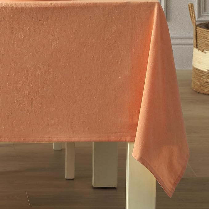 Spring & Easter Holiday Charleston Kankambram Orange 60 x 120 inch Rectangle Fabric Tablecloth, Cotton Table Cover for Indoor Outdoor Dining, Machine Washable Solid Color Tablecloths for Everyday Use