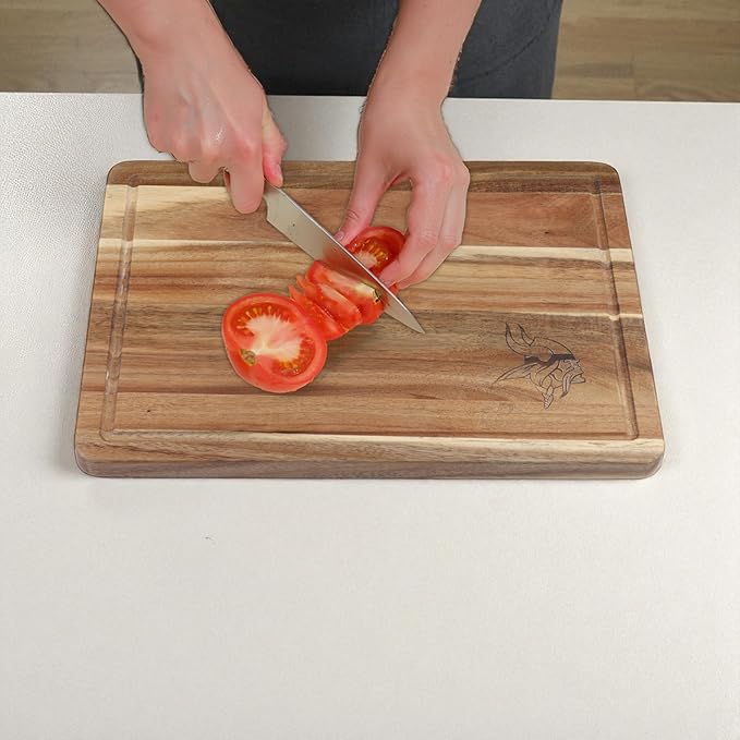 The Memory Company Officially Licensed NFL Acacia Cutting Board – 11.7" x 15.7" Durable Wood Chopping & Serving Board with Team Logo