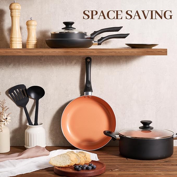 Ceramic Pots and Pans Set, 15PCS Nonstick Set Ceramic Cookware Set, Nonstick Pan Pots and Pans Set Non Stick Cookware set (With-Induction)