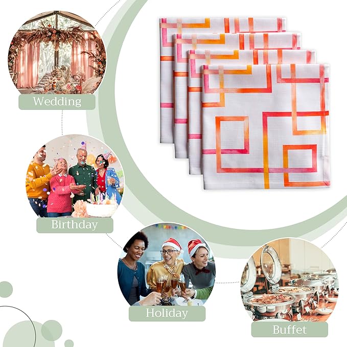 Maison d' Hermine Cloth Napkins Set of 4 100% Cotton Everyday Reusable Square Napkins Cloth Washable Dinner Party Wedding Restaurant Valentines Day Decorations Spring/Summer (Summer Maze, 20" x 20")