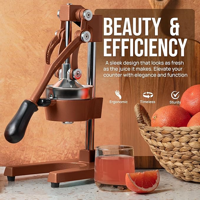 Zulay Kitchen Cast Iron Juicer - Easy-to-Clean Heavy-Duty Manual Juicer, Professional Citrus Juicer - Stainless Steel Lemon Squeezer - Manual Citrus Press & Orange Squeezer - Orange Juicer