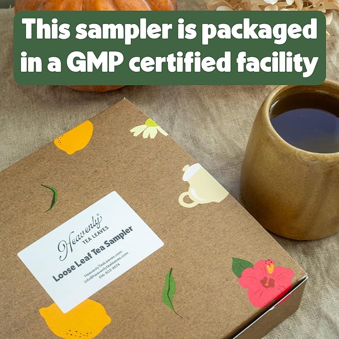 Heavenly Tea Leaves Organic 9 Flavor Variety Pack | Loose Leaf Tea Sampler (Approximately 90 Cups) | Premium Gift Set Assortment of Green, Herbal, Black & White Teas | Hot or Iced, High to No Caffeine | Sampler, Great Iced or Hot, High to No Caffeine