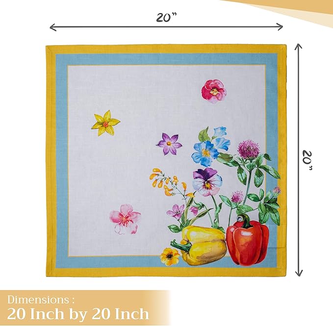 Maison d' Hermine Cloth Napkins Set of 4 100% Cotton Everyday Reusable Square Napkins Cloth Washable Dinner Party Wedding Restaurant Valentines Day Decorations Spring/Summer (Giverny, 20" x 20")