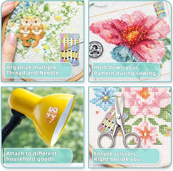 Needle Minder for Keeping Sewing & Embroidery Needles – Magnetic Needlepoint Holder, Cross Stitch Supplies – Secure & Decorative Needle Minders for Stitching & Crafting (Embroidery Threads)