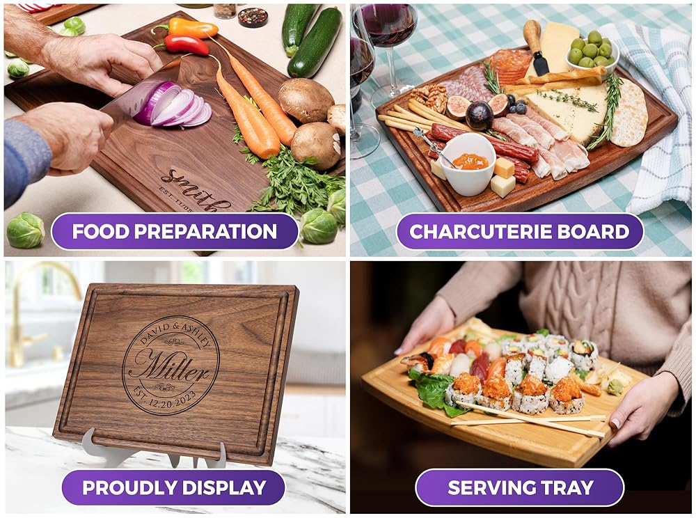 Straga Personalized Cutting Boards | Handmade Wood Engraved Charcuterie | Custom Wedding, Anniversary, Housewarming Gift for Couples or Newlyweds 026 NEW
