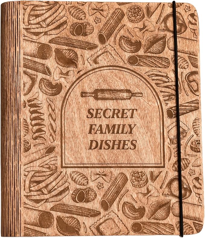 ENJOY THE WOOD Wooden Blank Recipe Book Binder - Personalized Recipe Notebook - Family Cookbook Journal Custom Sketchbook To Write In Organizer by Enjoy The Wood (Pasta, Small (A6))