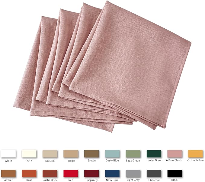 maxmill Cloth Napkins Weaved Texture Pattern Soft Comfortable and Luxury Serviette for Restaurant Family Dinners Weddings Parties and Banquets Set of 4 Pieces, 20 x 20 Inch Pale Blush