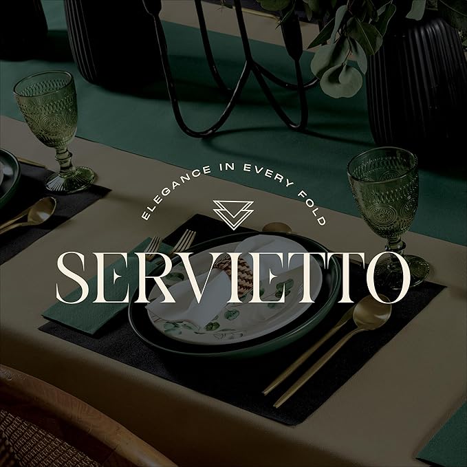 Disposable Table Runner for Dining Table, 16" x 48" 20-Pack Linen-Like Black Paper Table Runners for Party, Wedding Or Event