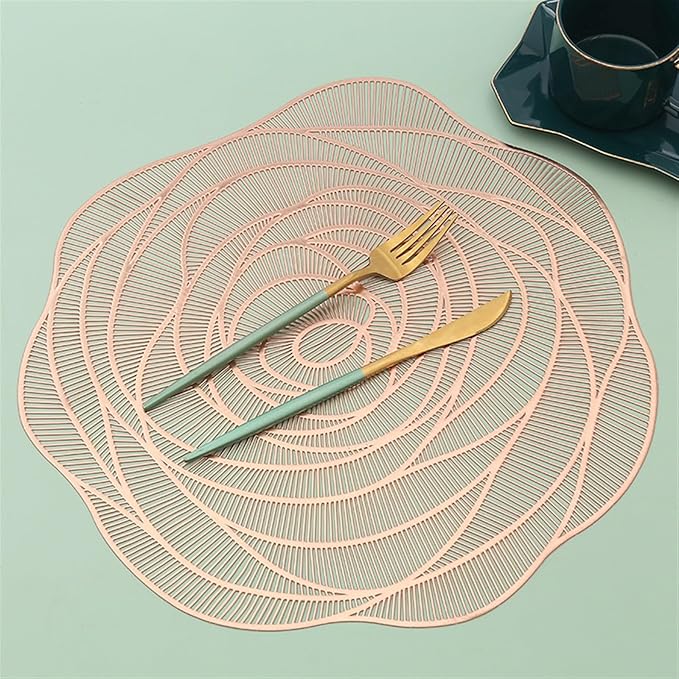 PVC Placemat Hollow Insulation Coaster Pads Table Bowl Mats Home Decor Heat Placemat for Dining Table(White)
