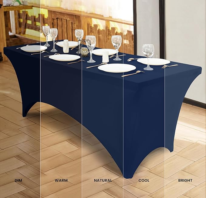 Utopia Kitchen Spandex Tablecloth 10 Pack [6FT, Navy Blue] Tight, Fitted, Washable and Wrinkle Resistant Stretch Table Cloth Rectangle Cover for Trade Show, Weddings & Parties [72Lx30Wx30H Inch]