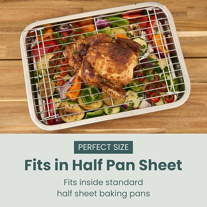 Ultra Cuisine Heavy Duty 3 Tiers Stackable, 16" x 10" Cooling Rack for Cooking and Baking - Professional Grade Premium 100% Stainless Steel Baking Rack & Wire Cooling Mesh - Dishwasher Safe - Pack 3