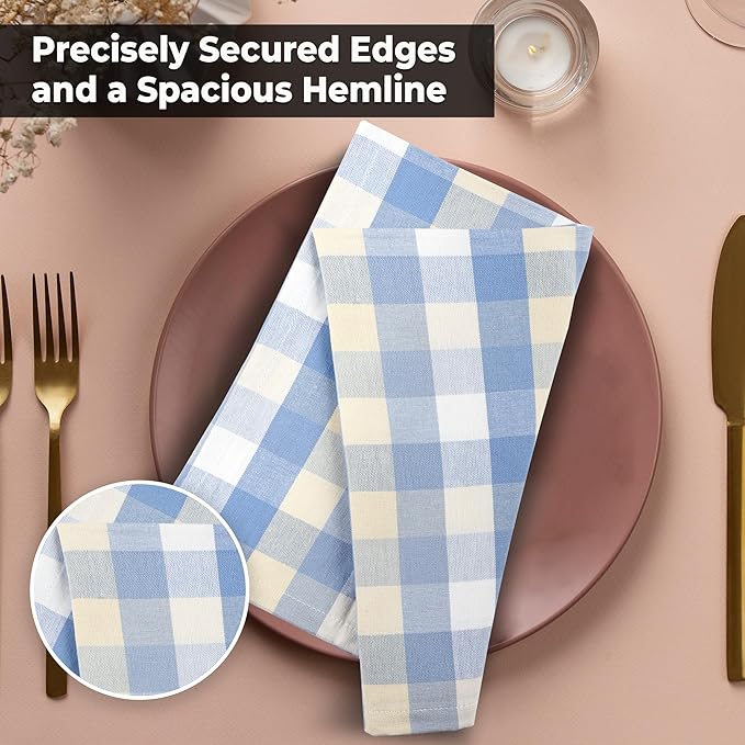 Urban Villa Cloth Napkins Set of 12 20x20 Inches 100% Cotton Napkins Cloth Washable Soft Durable Reusable Absorbent Table Dinner Napkins Cloth for Hotel Lunch Restaurant Weddings Parties- Blue Sand