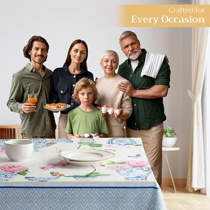 Maison d' Hermine Table Cloth Rectangle Table 100% Cotton 70 x 108 Inches Tablecloth Reusable Decorative for Dining Room Farmhouse Home Valentines Day Decorations Spring Summer - Canton