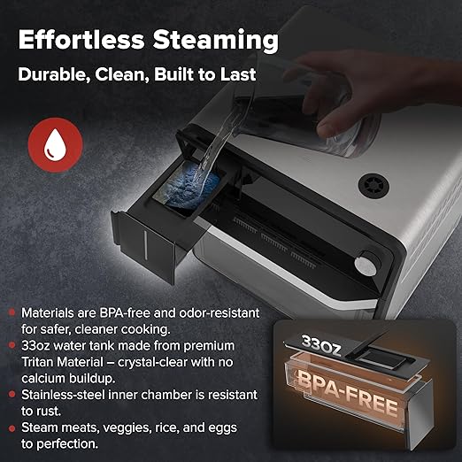 Nuwave PFAS-Free Steam Oven & Air Fryer, All-in-One Convection Cooker with Precision Steam Control, Toast, Air Fry, Sous Vide, Steam & More, Juicier Meats, 120 Presets, 50–450°F, Stainless Steel