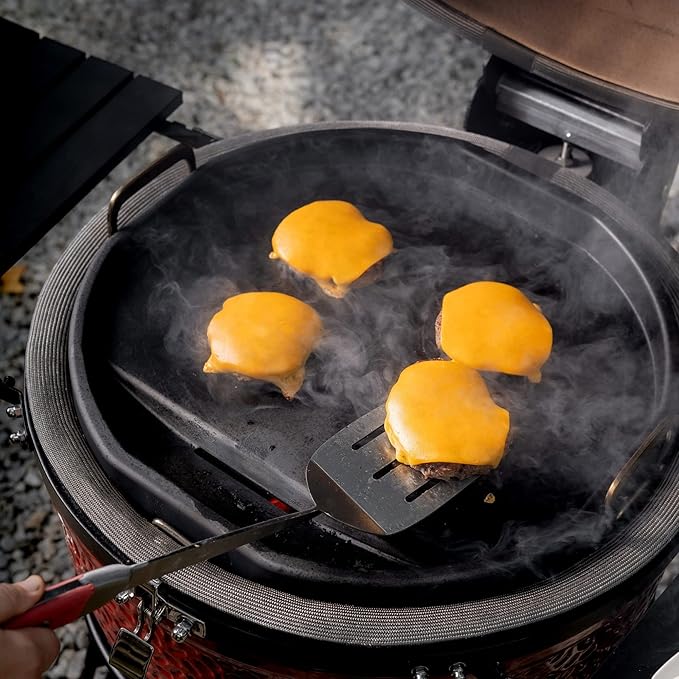 Kamado Joe Karbon Steel Pre-Seasoned Carbon Steel Non-Stick Flat-Top Griddle with Stainless Steel Handles for Big Joe 24-inch Charcoal Grill and Smokers, Model KJ15094622