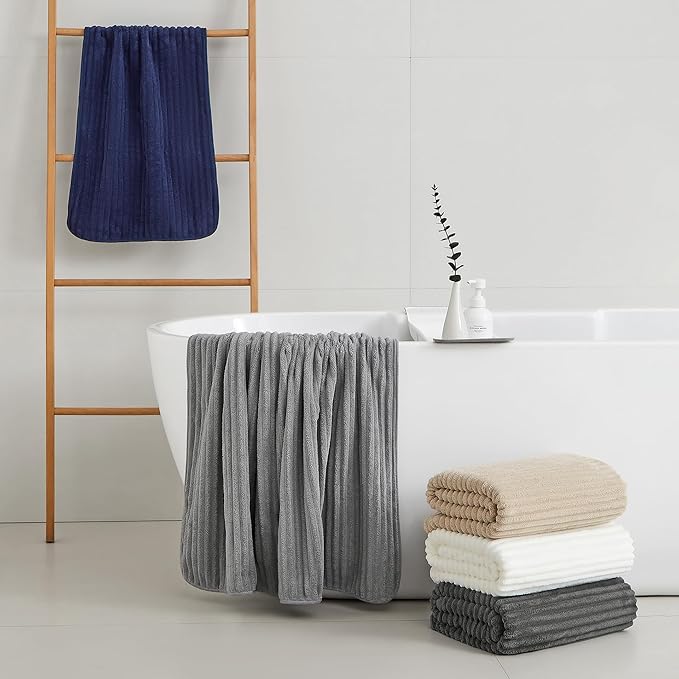 6-Piece Bath Towel Set(30"x60"), 2 Large Bath Towel Sheets, 2 Hand Towels and 2 Washcloths - Highly Absorbent Quick Dry Microfiber,Ultra Soft Towel Set for Bathroom (Charcoal Gray)