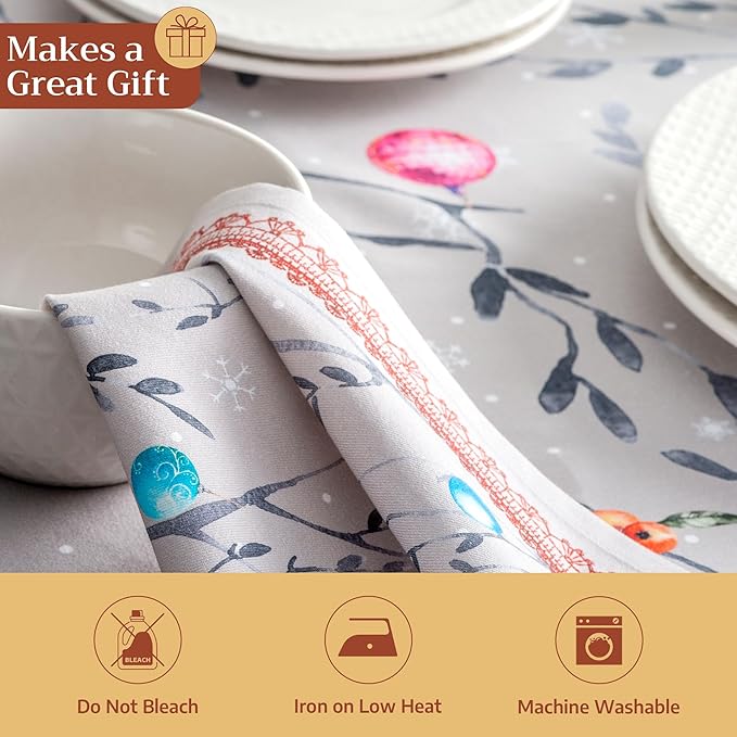 Maison d' Hermine Cloth Napkins Set of 4 100% Cotton for Thanksgiving Christmas Decorations Everyday Reusable Square Fall Napkins Cloth Washable Dinner Party (Fairy Christmas, 20"x20")