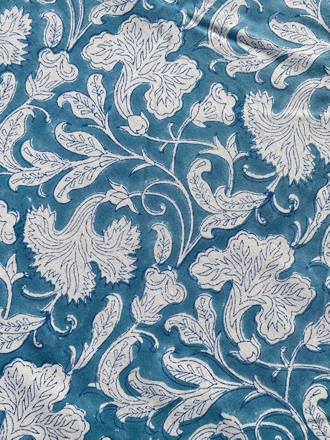 Ridhi Block Print Round Turkish Magic Blue Reusable Tablecloth 100% Cotton 60" Inch Decorative Table Cover eveyday Dining, Home, Party, Wedding, Farmhouse Gift for Spring, Easter, Valentine
