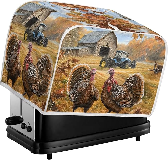 Doojoayie Turkey Toaster Cover Toaster Storage Bag Bread Maker Cover Stain Resistant for Kitchen 4 Slice Small Appliance Protector Thanksgiving Decor
