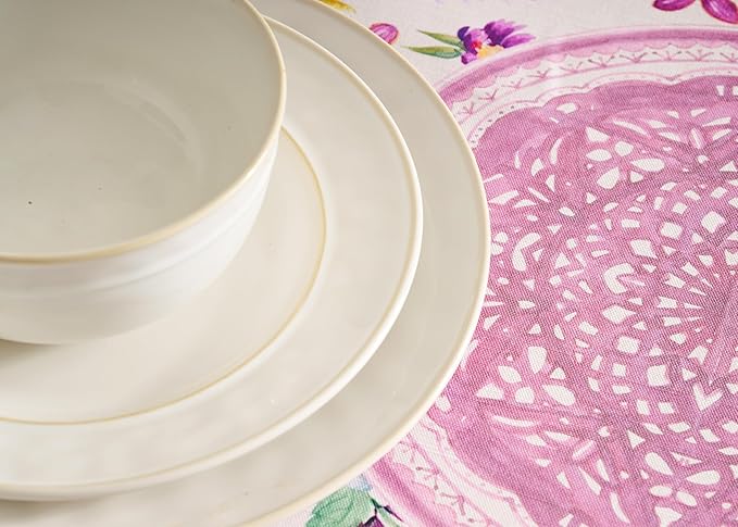 Maison d' Hermine Table Cloth Round Table 100% Cotton 63 Round Inches Tablecloth Reusable Decorative for Dining Room Farmhouse Home Valentines Day Decorations Spring Summer - Chardon