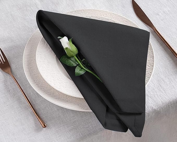 Homidate Cotton Dinner Cloth Napkins Set of 12 – 18x18 Dark Grey Fabric – Reusable & Machine Washable Dinner Napkins for Weddings, Restaurants & Everyday Use