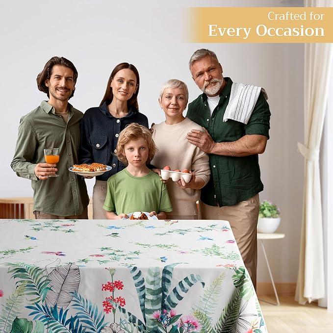 Maison d' Hermine Table Cloth Rectangle Table 100% Cotton 70 x 108 Inches Tablecloth Reusable Decorative for Dining Room Farmhouse Home Valentines Day Decorations Spring Summer - Tropiques