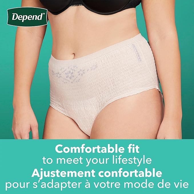 Depend FIT-Flex Incontinence Underwear for Women, Disposable, Maximum Absorbency, Small, Blush, 19 Count (Pack of 2)
