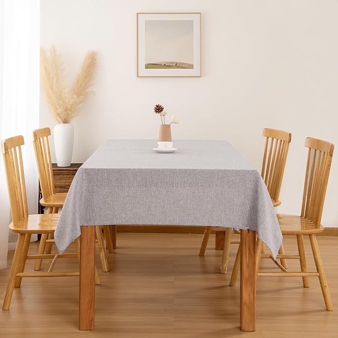 Hiasan Faux Linen Rectangle Tablecloth - Wrinkle and Stain Resistant Washable Table Cloth for Kitchen Dining Room Holiday Table Cover for Party Dinner, Stone, 30 x 60 Inch