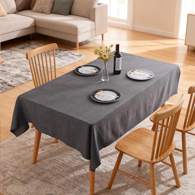 SEASHORE TREE Rectangle Tablecloth Linen Textured Table Cloths 57 x 118 Inch Waterproof Spill-Proof Wipeable Wrinkle Free Dining Table Cover for Buffet Party Wedding Outdoor and Indoor Use, Gray